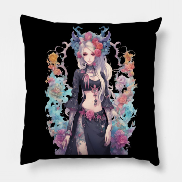 Dark Heart of an Emo Goth Anime and Despair Pillow by animegirlnft