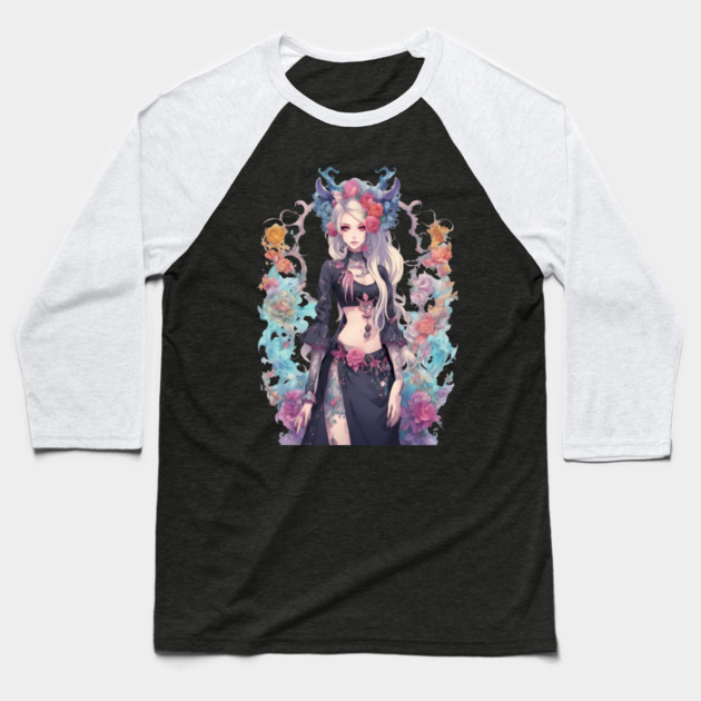 Dark Heart of an Emo Goth Anime and Despair Baseball T-Shirt by animegirlnft
