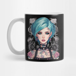 Roses and Shadows Secret Emo Goth Anime Girl Mug