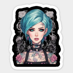 Roses and Shadows Secret Emo Goth Anime Girl Magnet