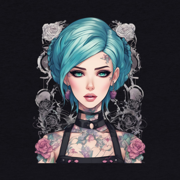 Roses and Shadows Secret Emo Goth Anime Girl by animegirlnft