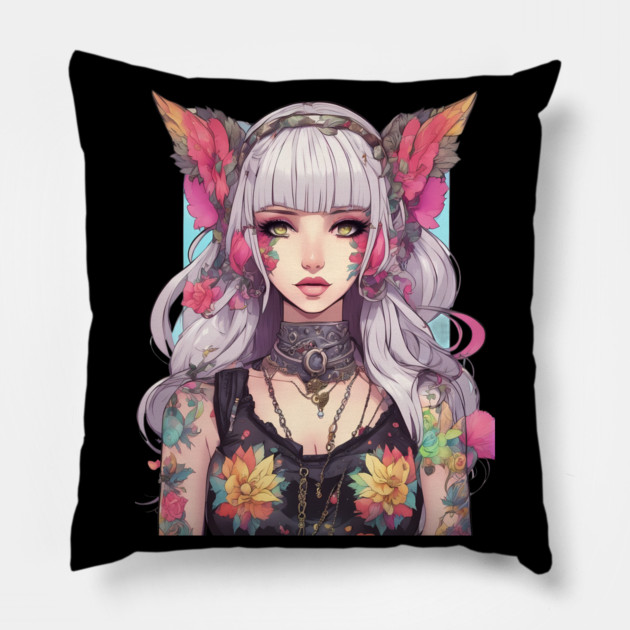 Beyond the Black Veil Emo Goth in the Anime World Pillow by animegirlnft
