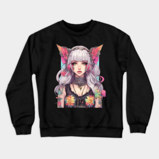 Beyond the Black Veil Emo Goth in the Anime World Crewneck Sweatshirt