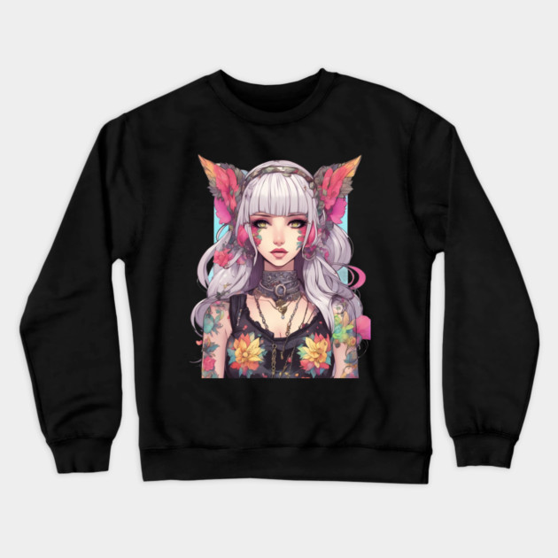 Beyond the Black Veil Emo Goth in the Anime World Crewneck Sweatshirt by animegirlnft