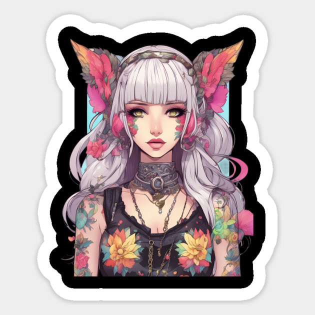 Beyond the Black Veil Emo Goth in the Anime World Sticker by animegirlnft