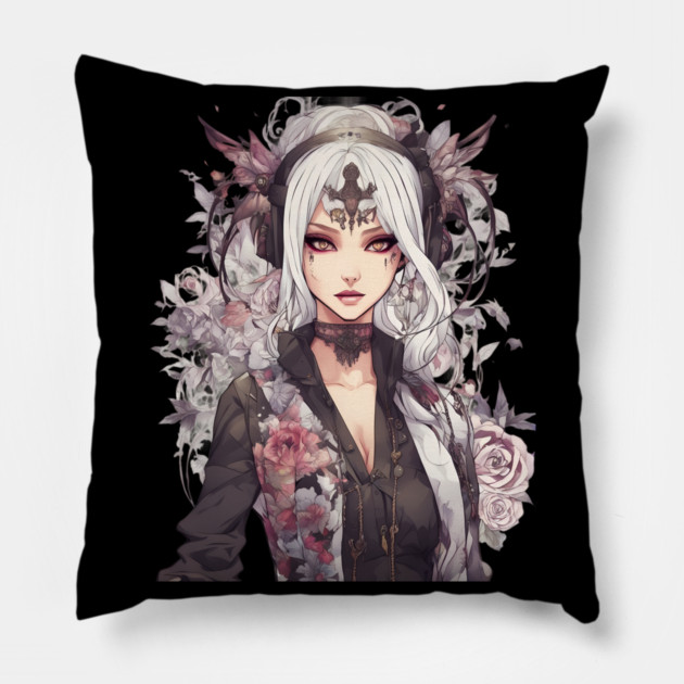 Melancholy Moonlight Emo Goth Anime Girl Universe Pillow by animegirlnft