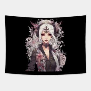 Melancholy Moonlight Emo Goth Anime Girl Universe Tapestry