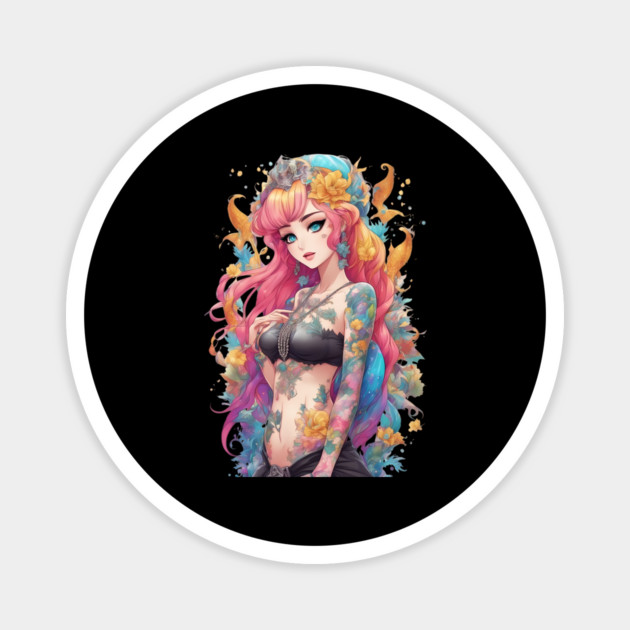 Ink Stains and Tears Emo Goth Anime Girl Magnet by animegirlnft