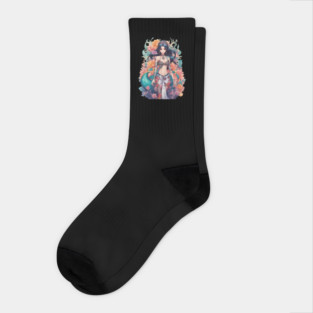 Black Hair Serpent Lady Socks