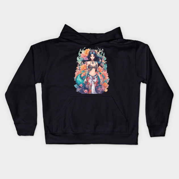 Black Hair Serpent Lady Kids Hoodie by animegirlnft