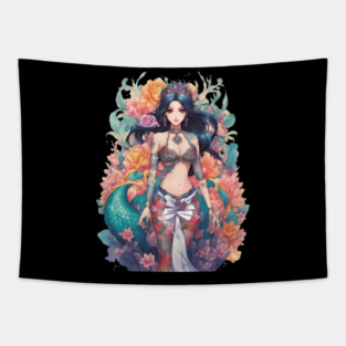 Black Hair Serpent Lady Tapestry