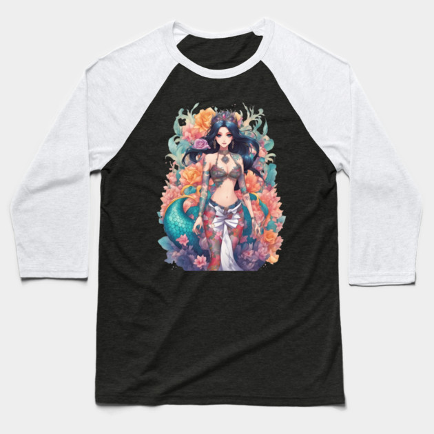 Black Hair Serpent Lady Baseball T-Shirt by animegirlnft