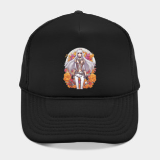 White Hair Anime Skeleton Girl Hat