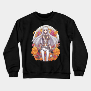 White Hair Anime Skeleton Girl Crewneck Sweatshirt