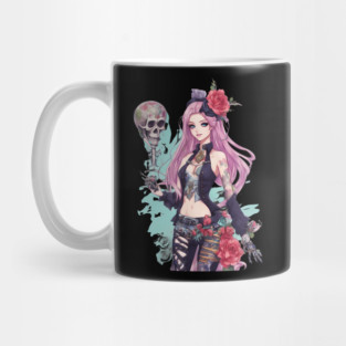 Dark Skull Emo Goth Girl Mug