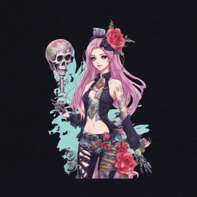 Dark Skull Emo Goth Girl by animegirlnft