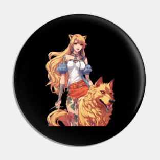 Werewolf Anime Girl Pin