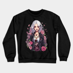 Shadows and Sorrows Emo Goth Anime Girl Crewneck Sweatshirt