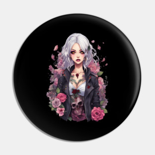 Shadows and Sorrows Emo Goth Anime Girl Pin