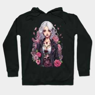 Shadows and Sorrows Emo Goth Anime Girl Hoodie