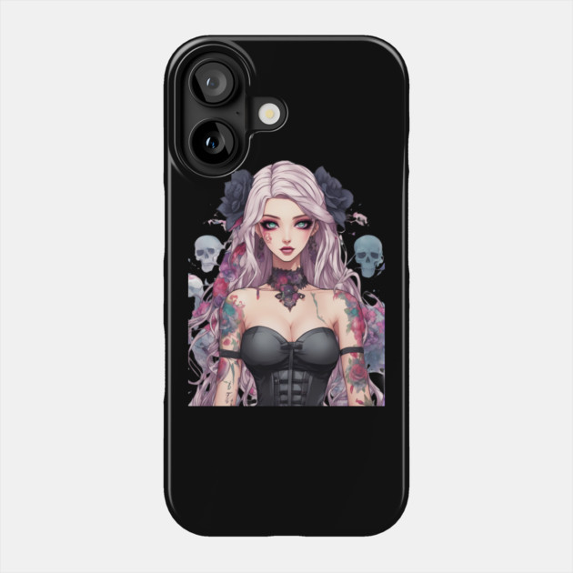 Ethereal Despair Heart of an Emo Goth Anime Girl Phone Case by animegirlnft