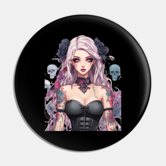 Ethereal Despair Heart of an Emo Goth Anime Girl Pin by animegirlnft