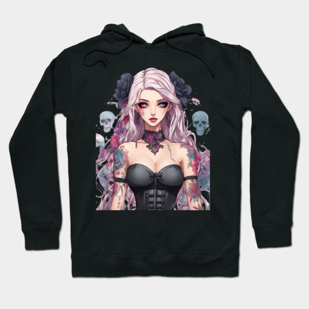 Ethereal Despair Heart of an Emo Goth Anime Girl Hoodie by animegirlnft