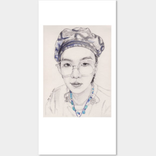 Beret Yoongi with Blue Necklace Posters and Art