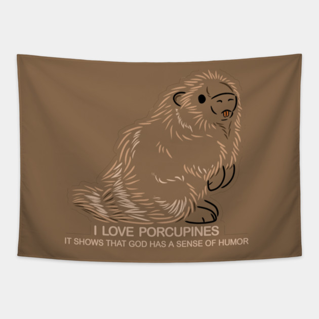 I Love Porcupines Tapestry by DeguArts