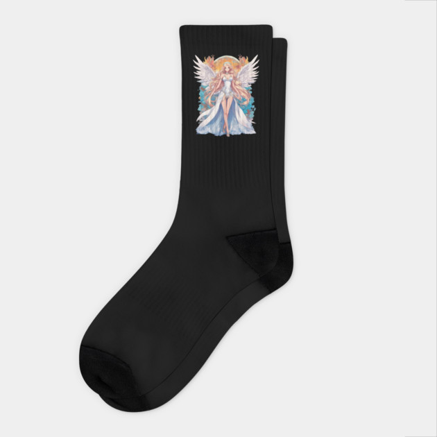 Heavenly Grace Anime Angel Girl Socks by animegirlnft