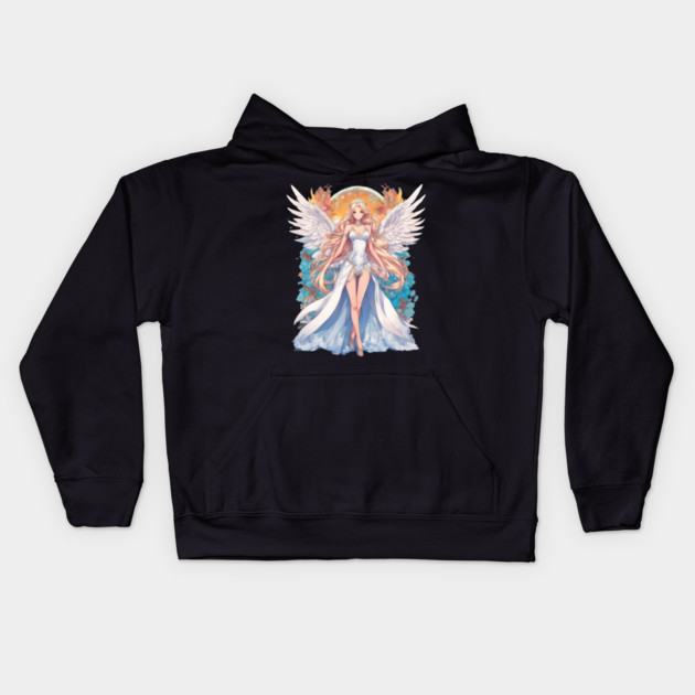 Heavenly Grace Anime Angel Girl Kids Hoodie by animegirlnft