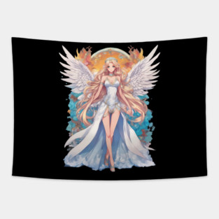 Heavenly Grace Anime Angel Girl Tapestry
