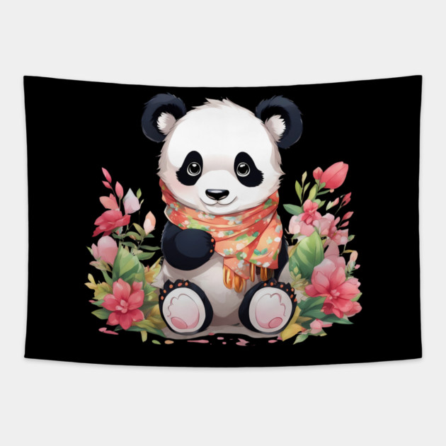 Adorable Cuddly Baby Panda Tapestry by animegirlnft