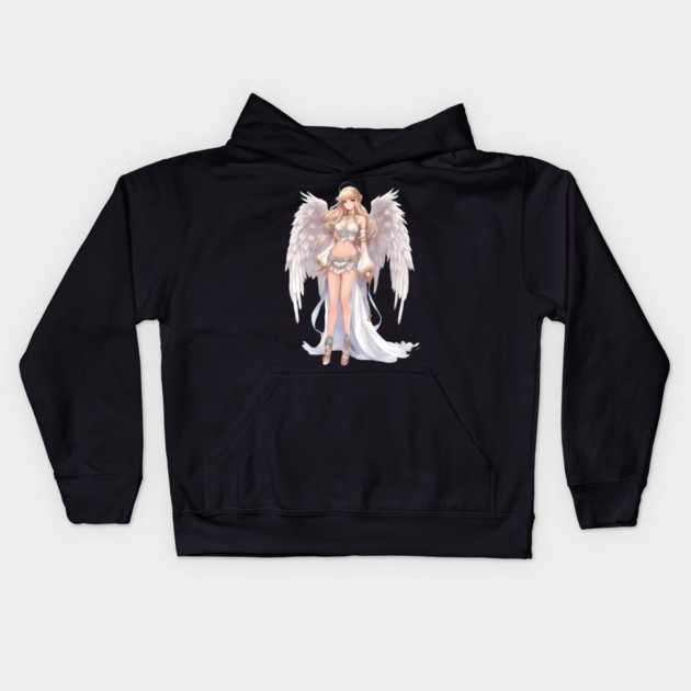 Heavenly Divine Anime Angel Goddess Kids Hoodie by animegirlnft