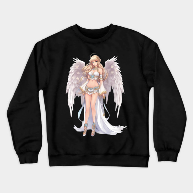 Heavenly Divine Anime Angel Goddess Crewneck Sweatshirt by animegirlnft