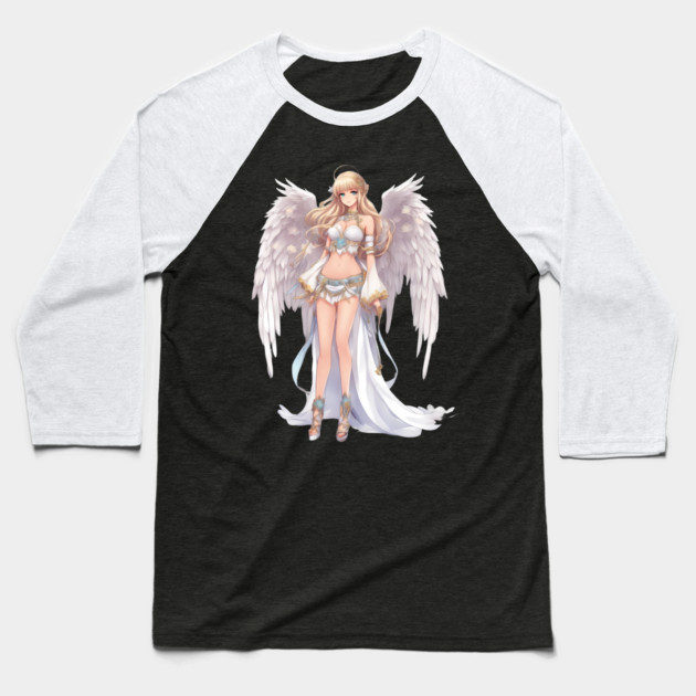 Heavenly Divine Anime Angel Goddess Baseball T-Shirt by animegirlnft