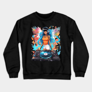 Rave Nation Techno Trance DJ Girl Crewneck Sweatshirt