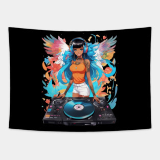 Rave Nation Techno Trance DJ Girl Tapestry