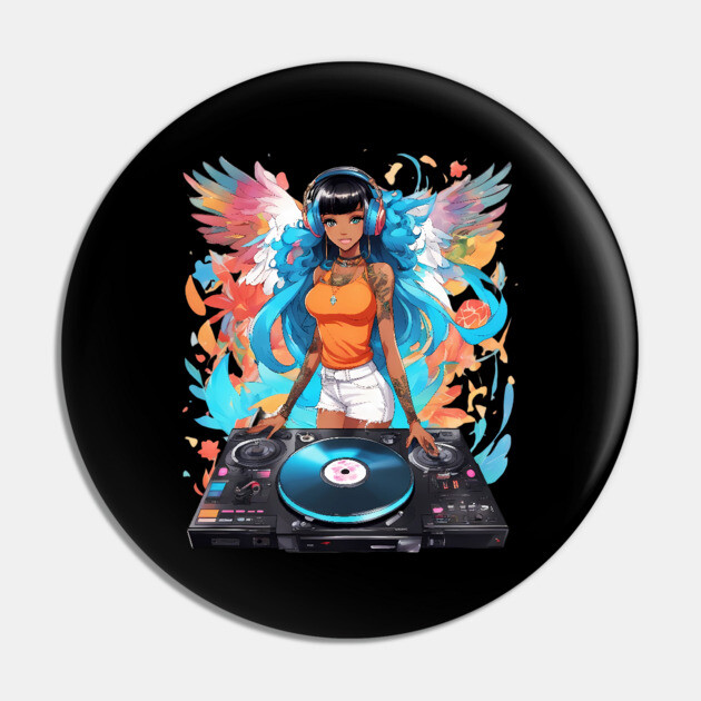 Rave Nation Techno Trance DJ Girl Pin by animegirlnft