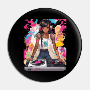 Pulsating Beats DJ Techno Raves Girl Pin