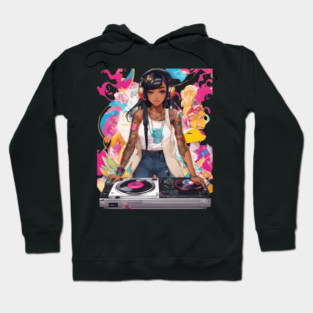 Pulsating Beats DJ Techno Raves Girl Hoodie