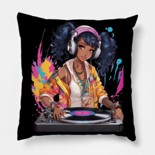 Euphoric Frequencies Trance Parties DJ Girl Pillow