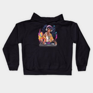 Euphoric Frequencies Trance Parties DJ Girl Kids Hoodie