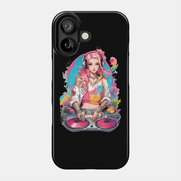 Underground Rave Party DJ Girl Phone Case by animegirlnft