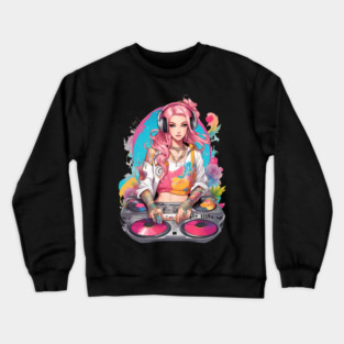 Underground Rave Party DJ Girl Crewneck Sweatshirt