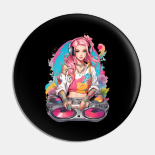 Underground Rave Party DJ Girl Pin