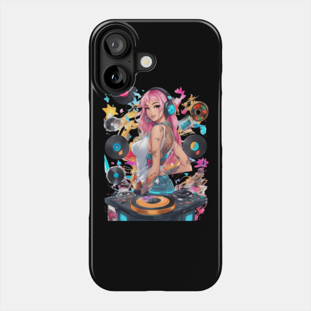 Djing TechnoRave Revolution Girl Phone Case by animegirlnft