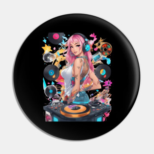 Djing TechnoRave Revolution Girl Pin