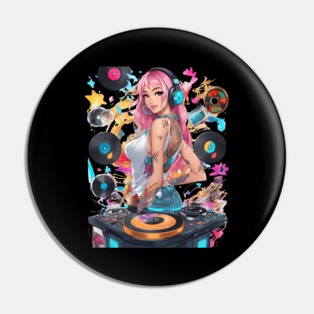 Djing TechnoRave Revolution Girl Pin by animegirlnft