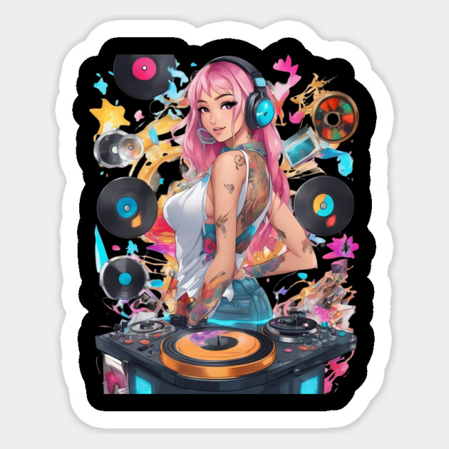Djing TechnoRave Revolution Girl Sticker by animegirlnft